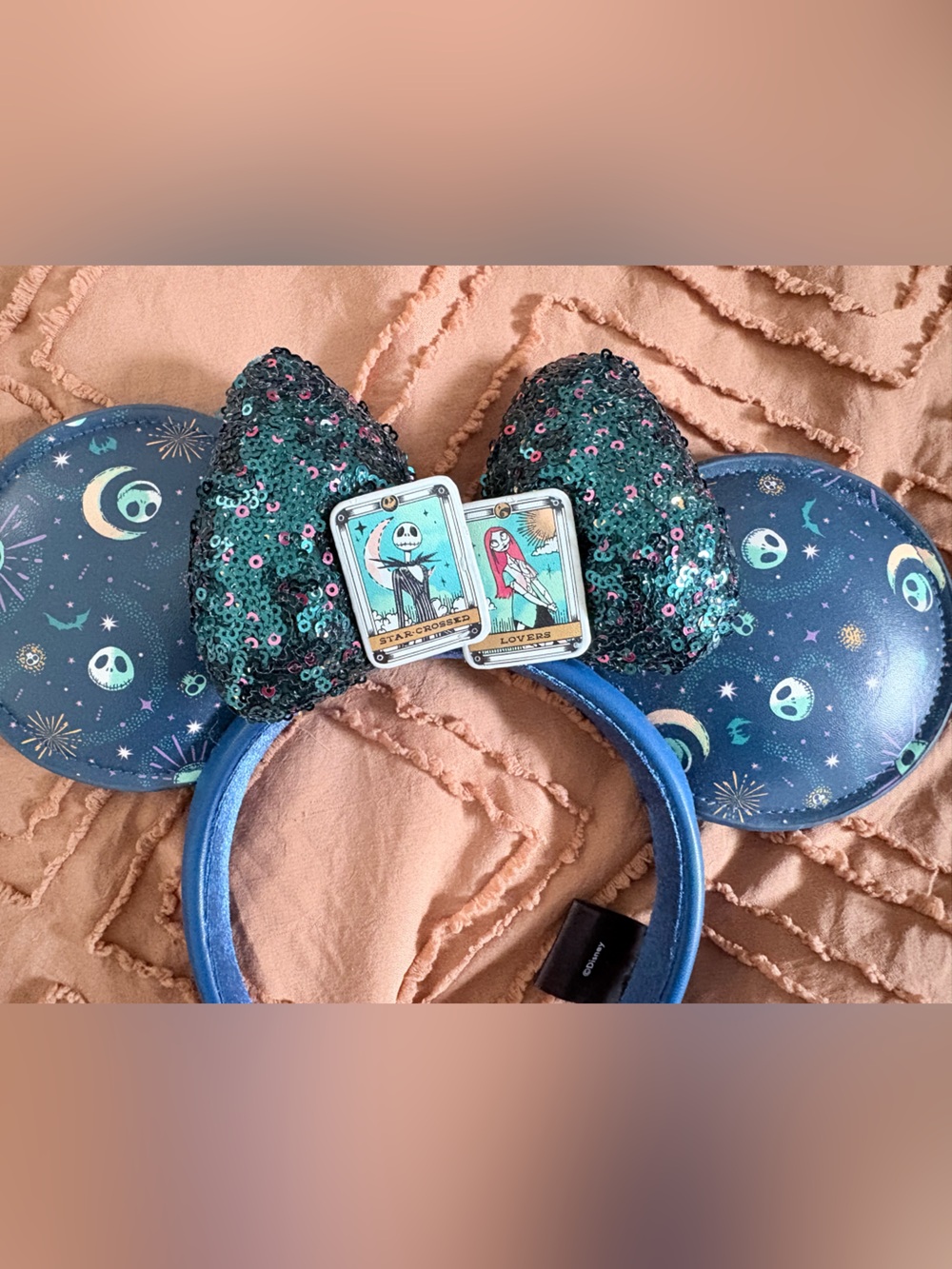 Disney Nightmare Before Christmas Themed Sequin Ear Headband in Teal/Blue